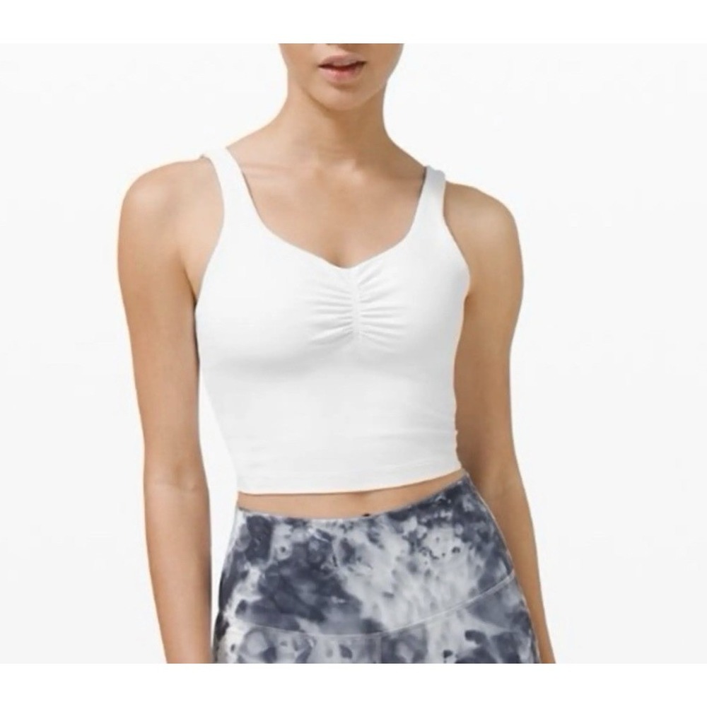 Lululemon Gathered Front Align Crop Tank Women's Size 2 Off White, Pads